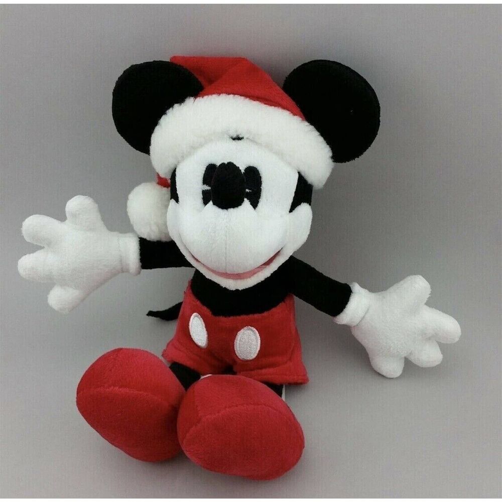 NWT Disney Parks Authentic Simple Santa Mickey Mouse Wearing Santa Hat 9” Plush